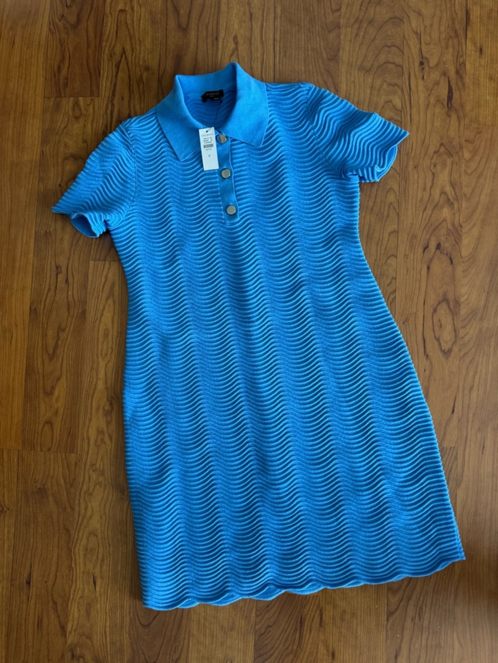 Talbots Petite Sky Blue Ribbed Polo Sweater dress